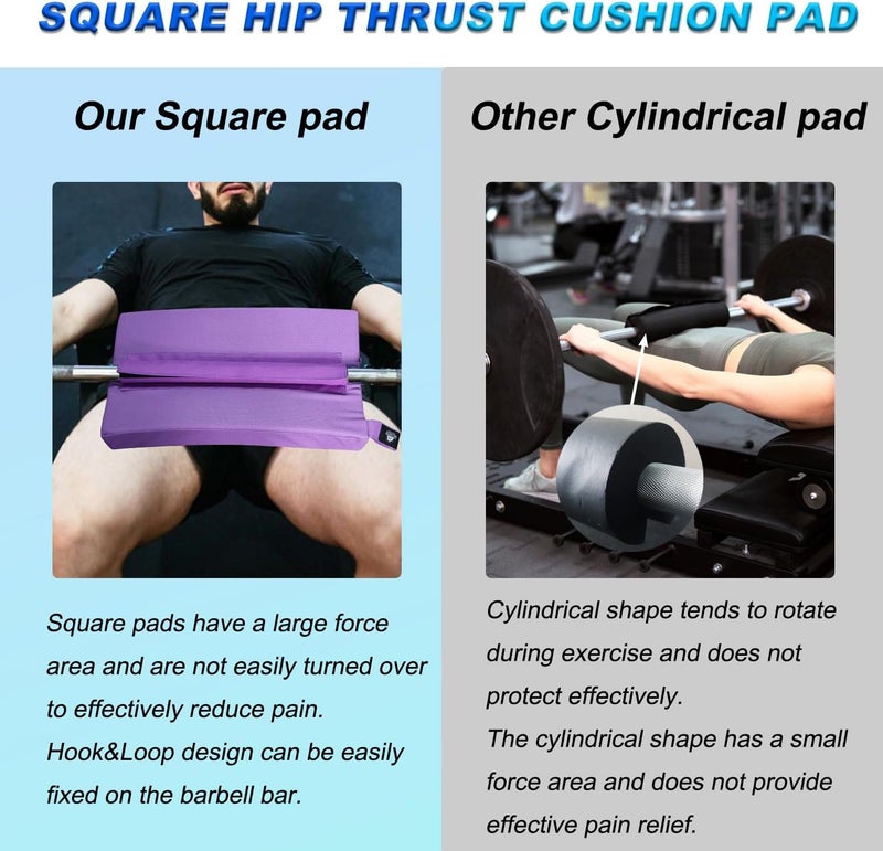 Lights Mountain Square Hip-Thrust Pad Protective Extra Thick Foam pad for Barbell Weightlifting Hip Thrusts and Glute Bridges Workouts Home Gym Equipment - Image 4